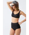  Kadın Basic Siyah Pedli Yüksek Bel Bikini Takımı