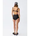  Kadın Basic Siyah Pedli Yüksek Bel Bikini Takımı