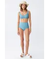  Kadın Basic Turkuaz Pedli Yüksek Bel Bikini Takımı