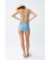  Kadın Basic Turkuaz Pedli Yüksek Bel Bikini Takımı