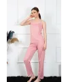  Kadın İp Askılı Somon Pijama Takım