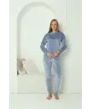  Kadın Kadife Mavi Pijama Takım