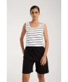  Kadın Kalın Askılı Beyaz Şortlu Pijama Takımı