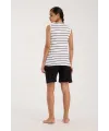  Kadın Kalın Askılı Beyaz Şortlu Pijama Takımı