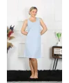  Kadın Kalın Askılı Penye Gecelik Mavi