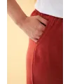  Kadın Kiremit Rengi Rahat Kalıp Cepli Şort