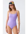  Kadın Lila Minimal Askılı Tek Parça Mayo