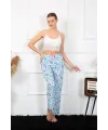  Kadın Pamuklu Alt Pijama Mavi