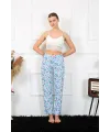  Kadın Pamuklu Alt Pijama Mavi
