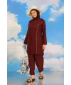 Kadın Tam Tesettür Bordo Mayo