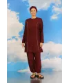  Kadın Tam Tesettür Bordo Mayo