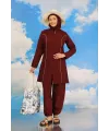  Kadın Tam Tesettür Bordo Mayo