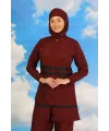  Kadın Tam Tesettür Mayo Bordo