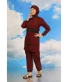  Kadın Tam Tesettür Mayo Bordo