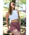  Şort Crop Bordo Takım