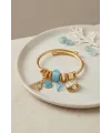 Mavi Deniz Kabuğu Model Gold Renk Charmlı Bileklik