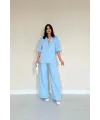 Mavi Önü Tek Düğmeli Ceket Pantolon Takım
