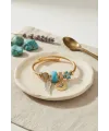 Mavi Renk Göz Model Gold Charmlı Bileklik