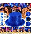 Mavi Simli Glitter Silindir Parti Şapkası