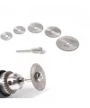 Metal 6 Parça Mini Matkap Ucu Ahşap Kesme Yuvarlak Çelik Bıçak Disk Testere Seti Kiti