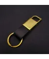 Metal Deri Anahtarlık Siyah Gold