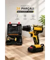 Metal Dişli 24w Akülü Matkap -çift Bataryalı Ve Led Çalışma Işığı İle Tam Set