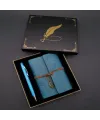 Metal Kalem ve Mavi Deri Defter