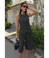 Midi Şortlu Ve Yelekli Viscon Takım 10167