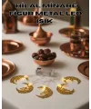 Minareli Hilal Led Işık Gold Metal Gövdeli Pilli Ramazan Dekoru