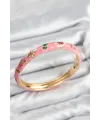 ietaks™ Mineli Pirinç Pembe Çiçek Motifli Gold Kadın Kelepçe