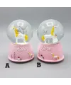 Mini Pembe Kar Küresi - Sevimli Unicorn ve Kız Tasarımlı - Işıklı