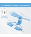 Mini Telefon Fanı - Lightning - Type-C - Micro USB Girişli - Sessiz