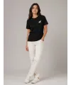 Minimal Geyik Logolu Tişört Bisiklet Yaka Kısa Kol Yazlık T-Shirt - Siyah