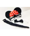 Minnie Mouse Gözlüğü Papyonu Kuyruğu Seti