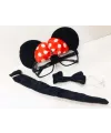 Minnie Mouse Gözlüğü Papyonu Kuyruğu Seti