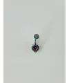 Mistik Topaz Taşlı Kalp Detaylı Göbek Piercing - Pg0015