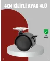 Mobilya İçin Kilitli 4 Cm Tekerlek Ayak Seti