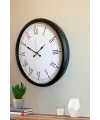 Modern 52 Cm Black & White Roma Rakamlı Metal Duvar Saati