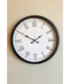 Modern 52 Cm Black & White Roma Rakamlı Metal Duvar Saati