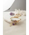 Mor Baykuş Model Gold Renk Charmlı Bileklik