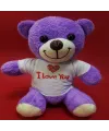 Mor I Love You Tişörtlü Peluş Ayıcık