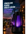 Mor Işıklı Elektrikli Sinek Öldürücü Lamba Balkon Bahçe Kamp Kullanım Cihazı