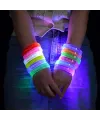 Mor Led Işıklı Baskı Yapılabilen Pilli Bileklik Bilezik 1,5 Cm Genişlik