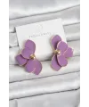 Mor Mineli Lotus Model Pirinç Kadın Küpe
