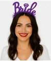 Mor Renk Bekarlığa Veda İtalik Yazı Alyanslı Bride Taç