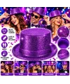 Mor Simli Glitter Silindir Parti Şapkası