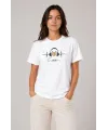 Müzik Temalı Baskılı Tişört Bisiklet Yaka Kısa Kol T-Shirt - Beyaz