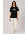 Müzik Temalı Baskılı Tişört Bisiklet Yaka Kısa Kol T-Shirt - Siyah