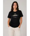 Müzik Temalı Baskılı Tişört Bisiklet Yaka Kısa Kol T-Shirt - Siyah