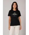 Müzik Temalı Baskılı Tişört Bisiklet Yaka Kısa Kol T-Shirt - Siyah